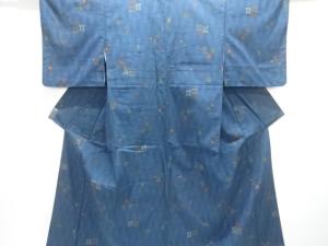 アンティーク　絣柄織出し手織り紬着物